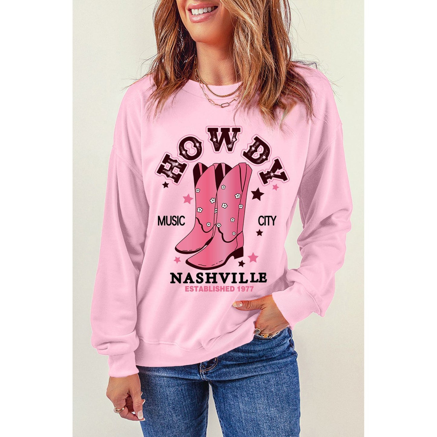 Cowboy Boots Graphic Dropped Shoulder Sweatshirt