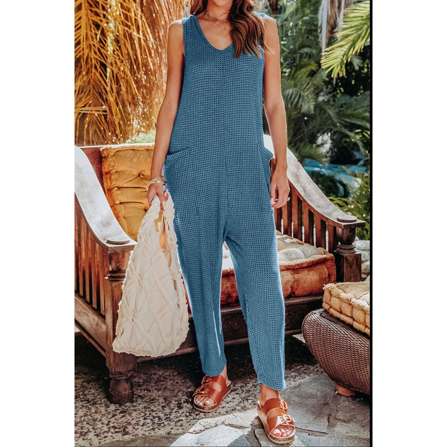 Double Take Full Size Sleeveless Straight Jumpsuit