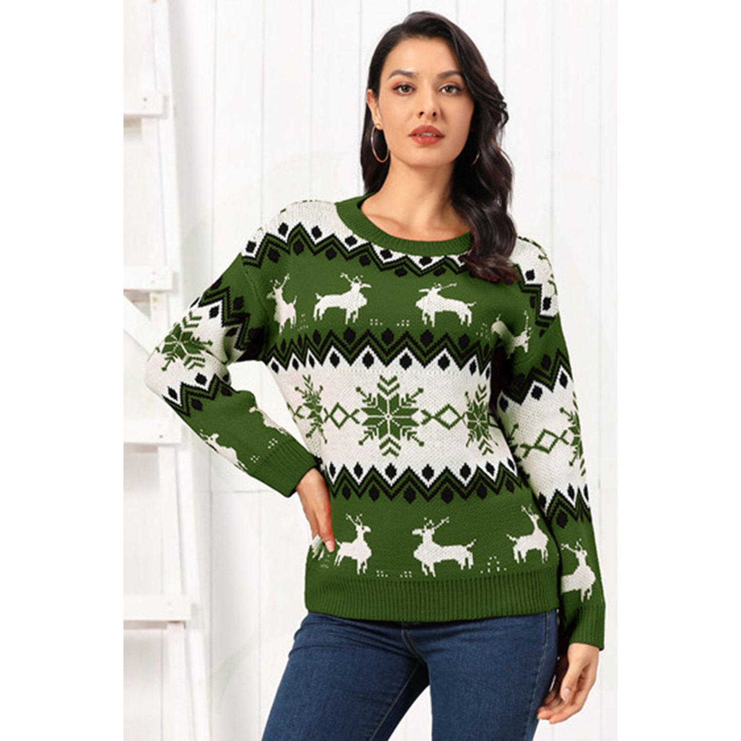 Reindeer Round Neck Sweater