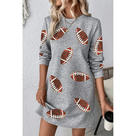 Sequin Football Long Sleeve Mini Dress