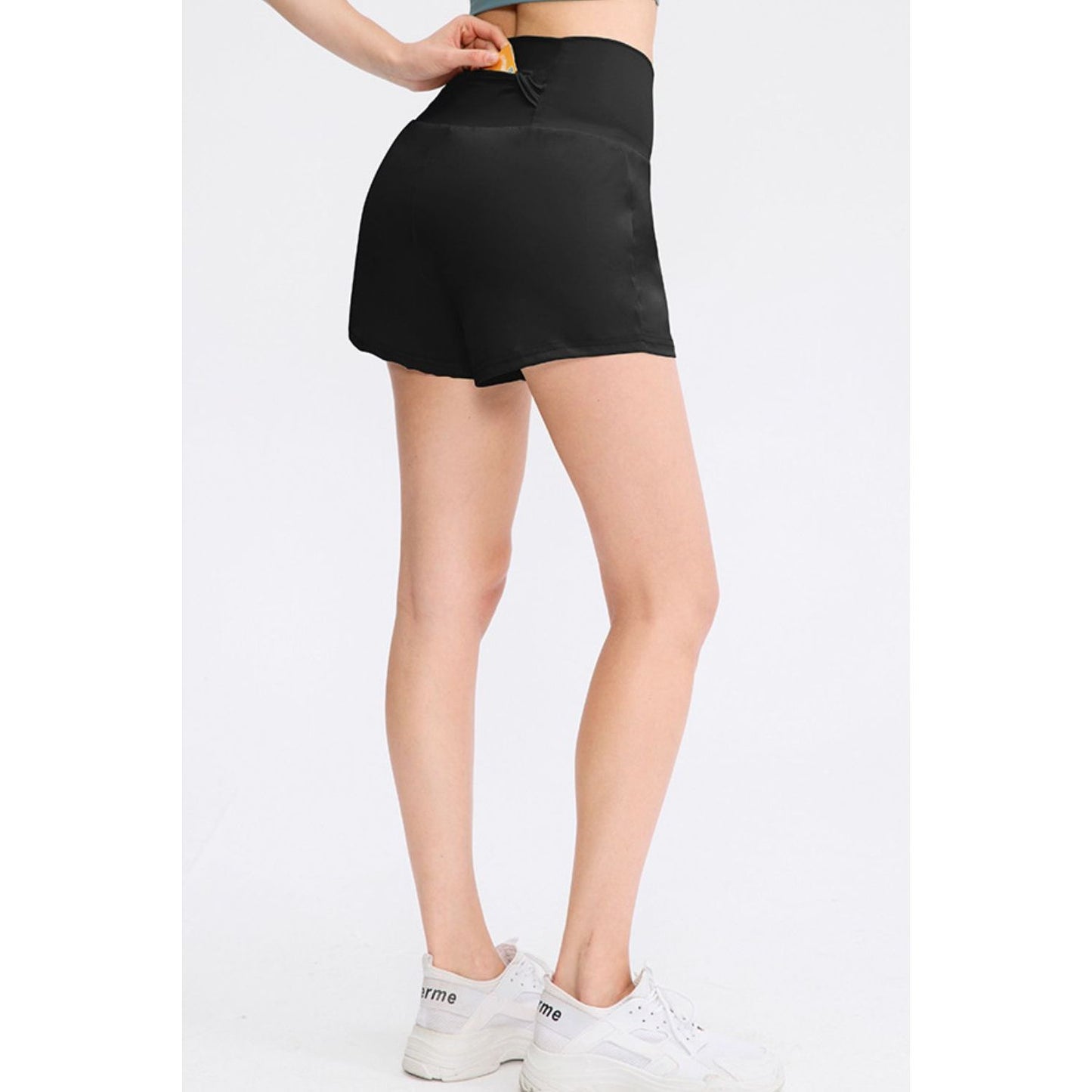 Wide Waistband Sports Shorts with Pockets