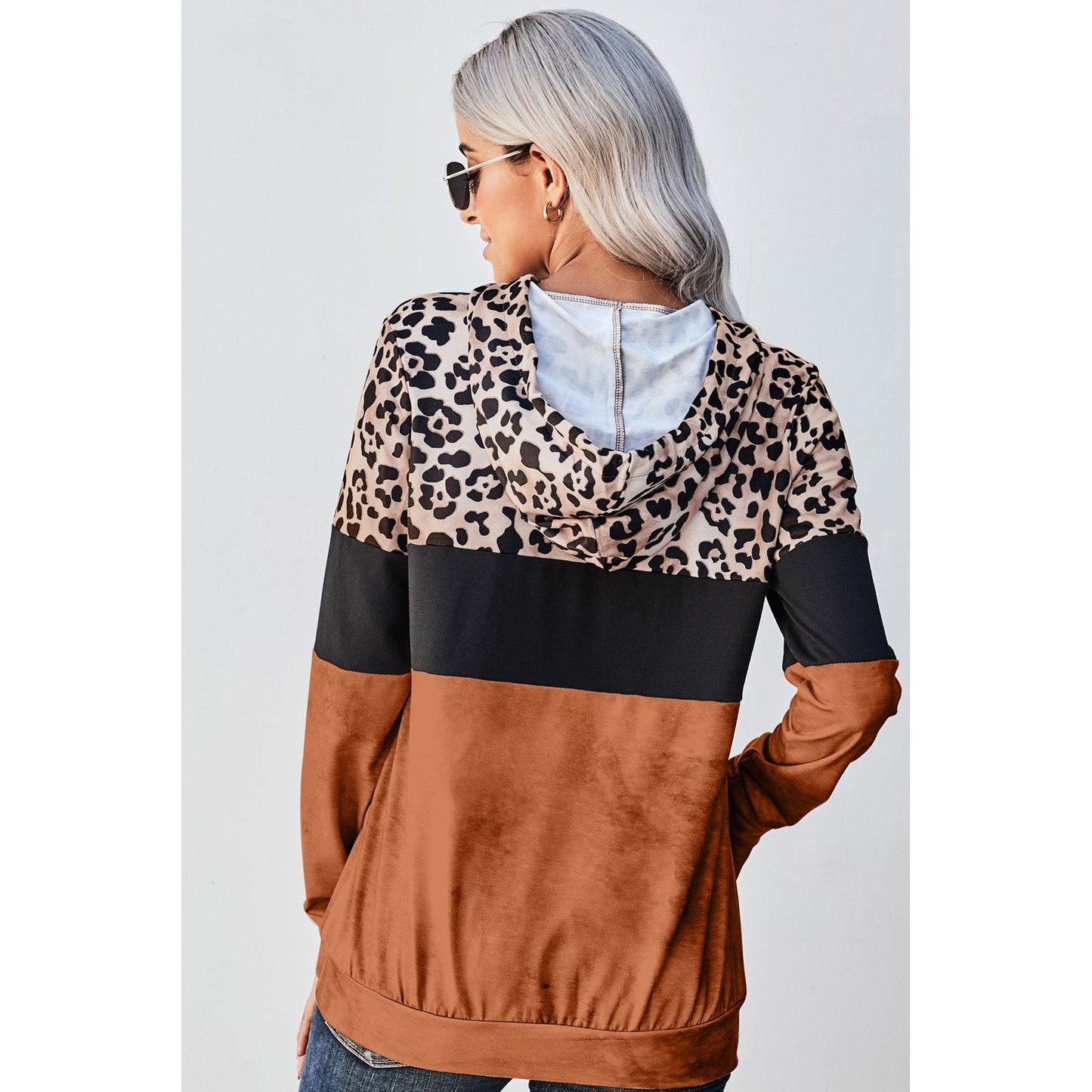 Leopard Color Block Hoodie