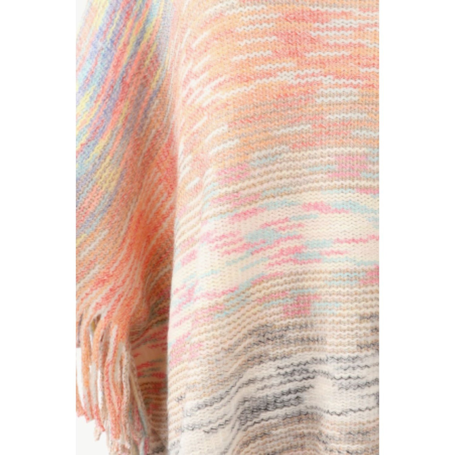 Round Neck Fringe Detail Poncho