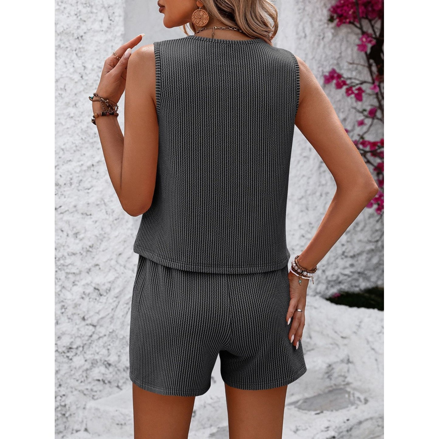 Mandy Round Neck Sleeveless Top and Shorts Set