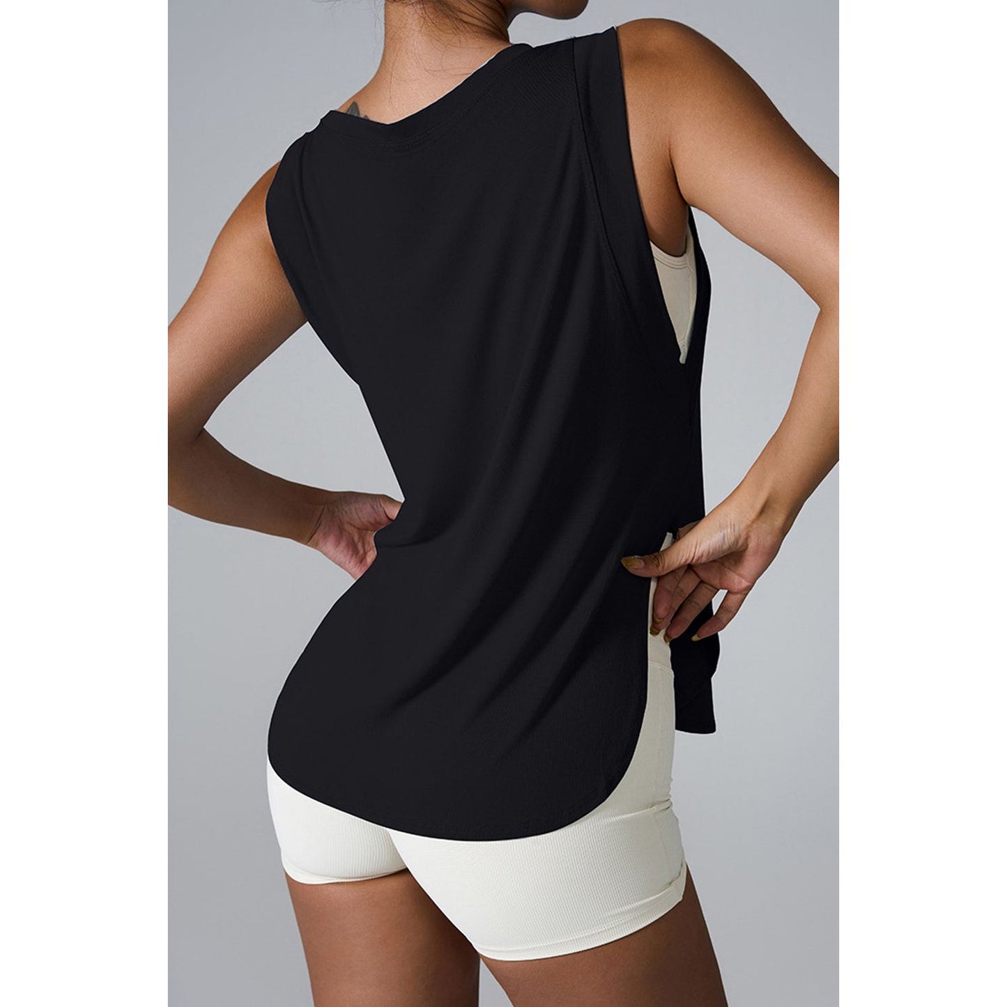 Slit Round Neck Active Tank