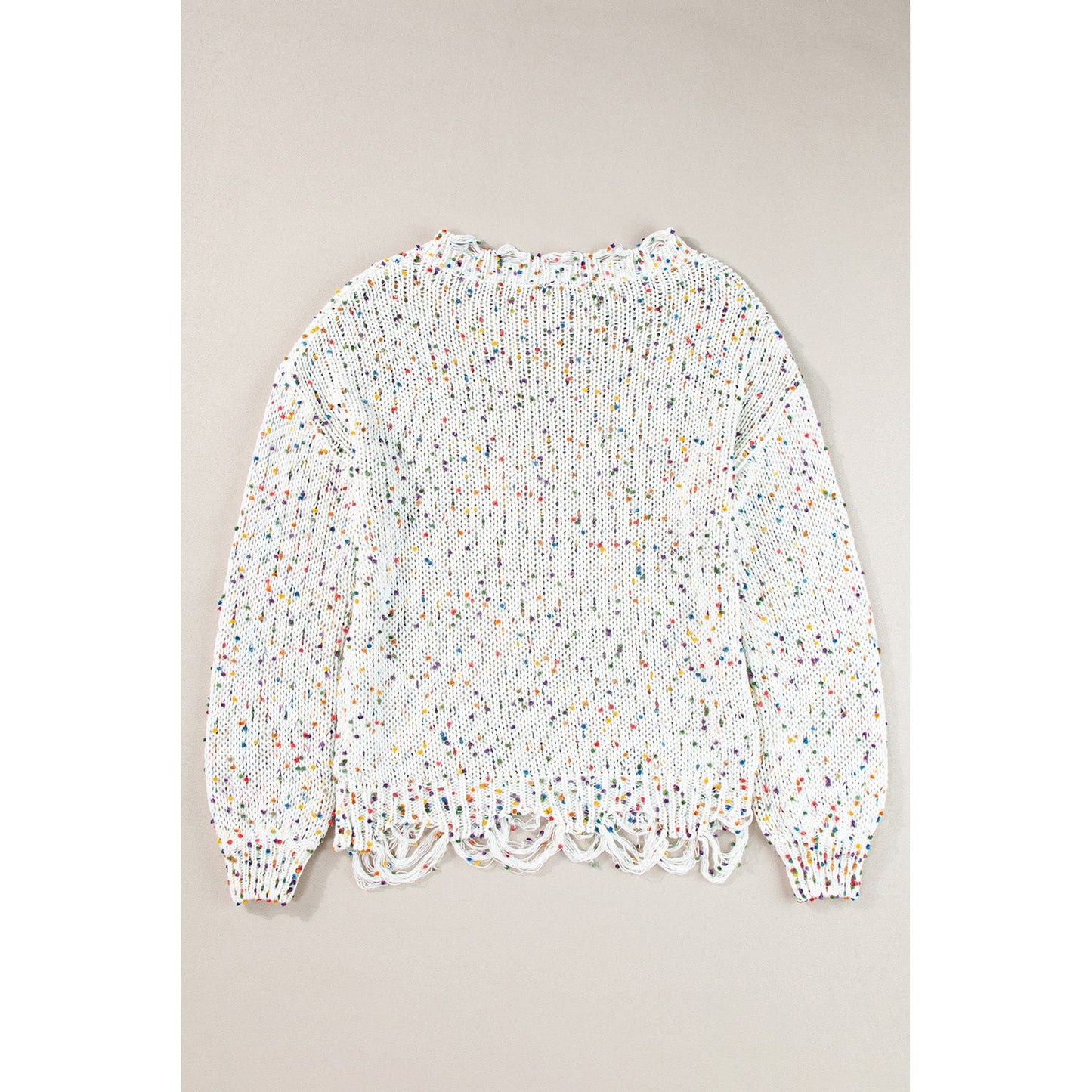 Confetti Round Neck Dropped Shoulder Sweater