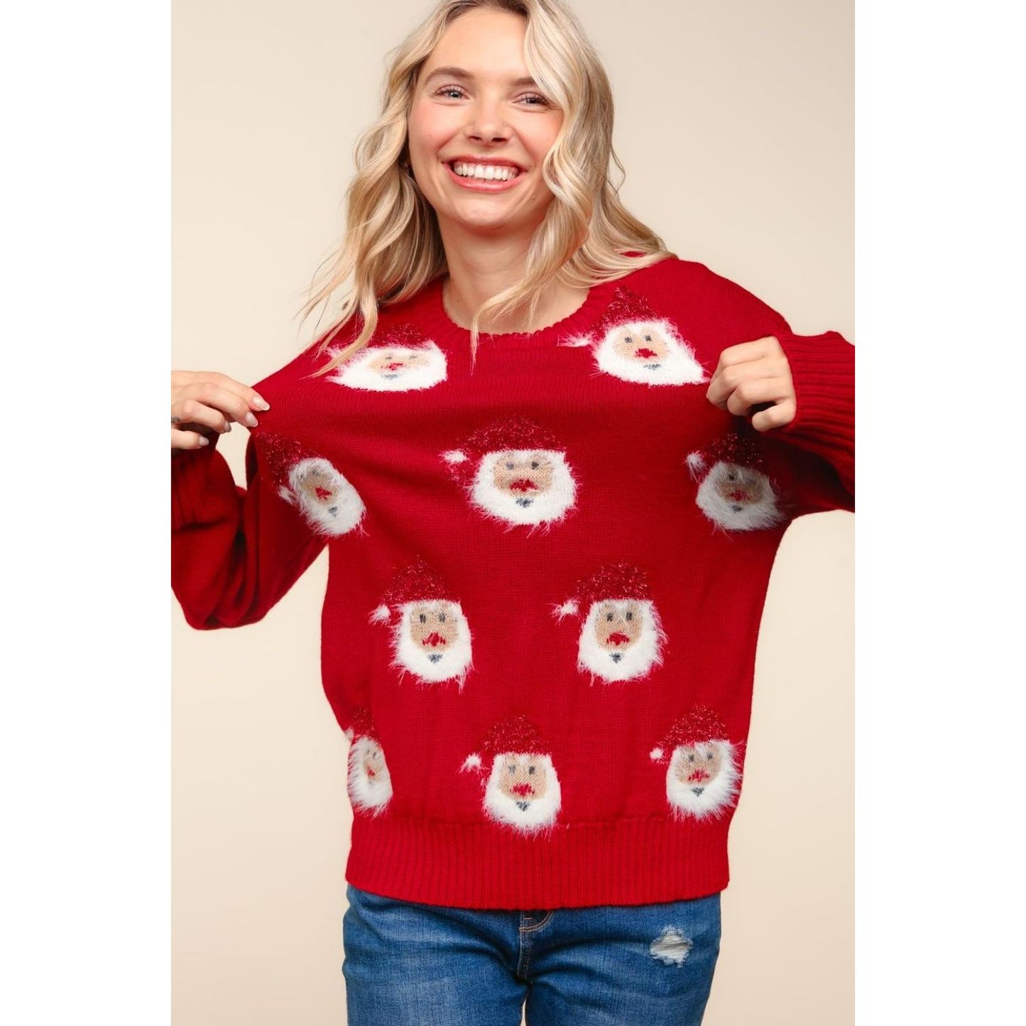 Haptics Santa Sparkle Brushed Sweater