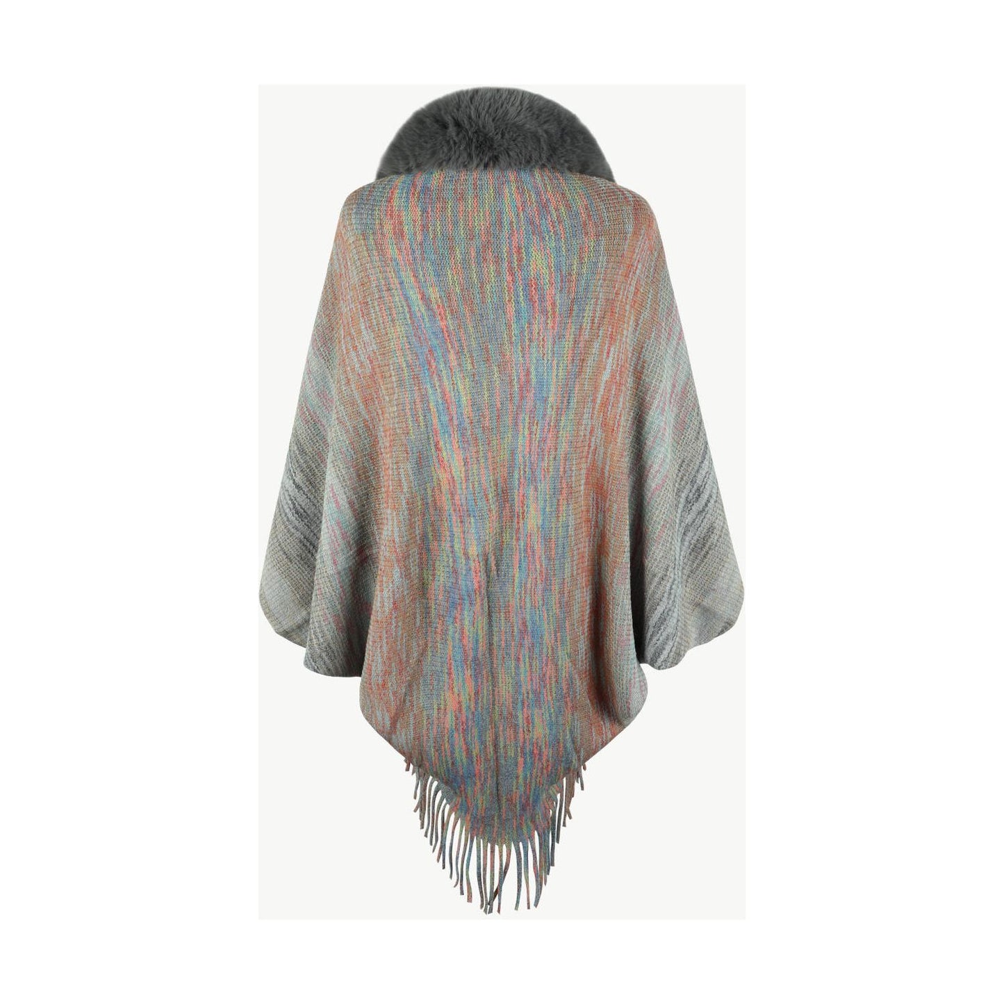 Open Front Fringe Hem Poncho