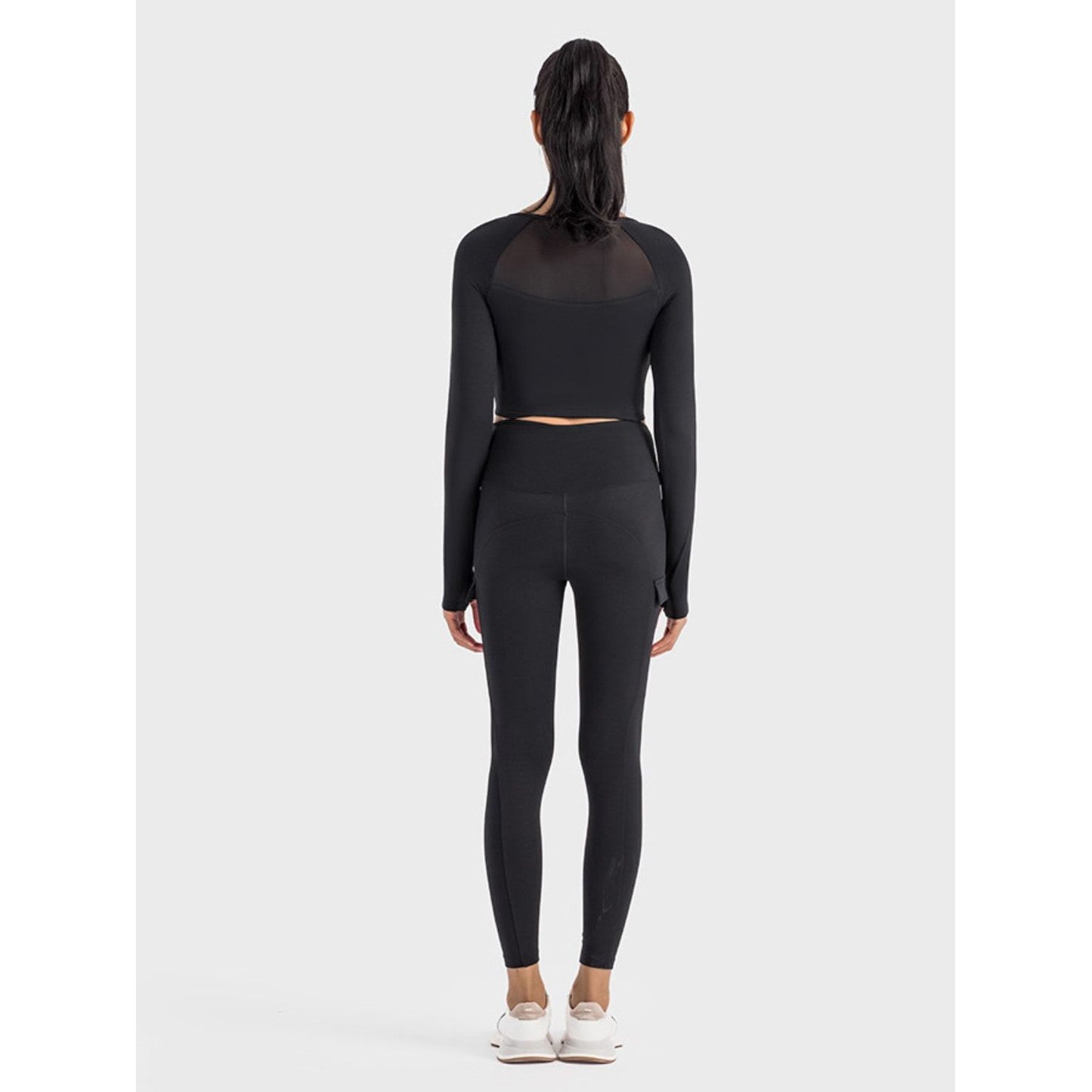 Square Neck Long Sleeve Cropped Sports Top