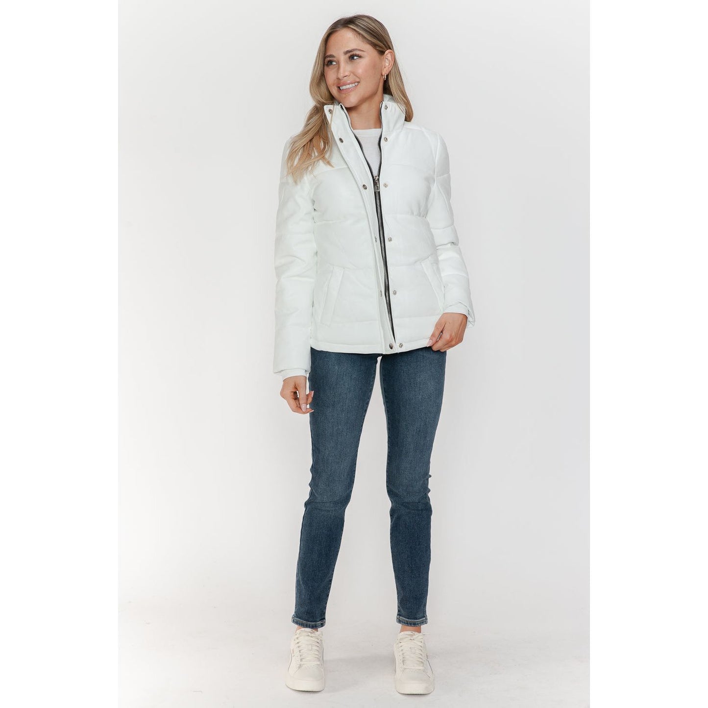 YMI Pocketed Zip Up Turtleneck Puffer Jacket