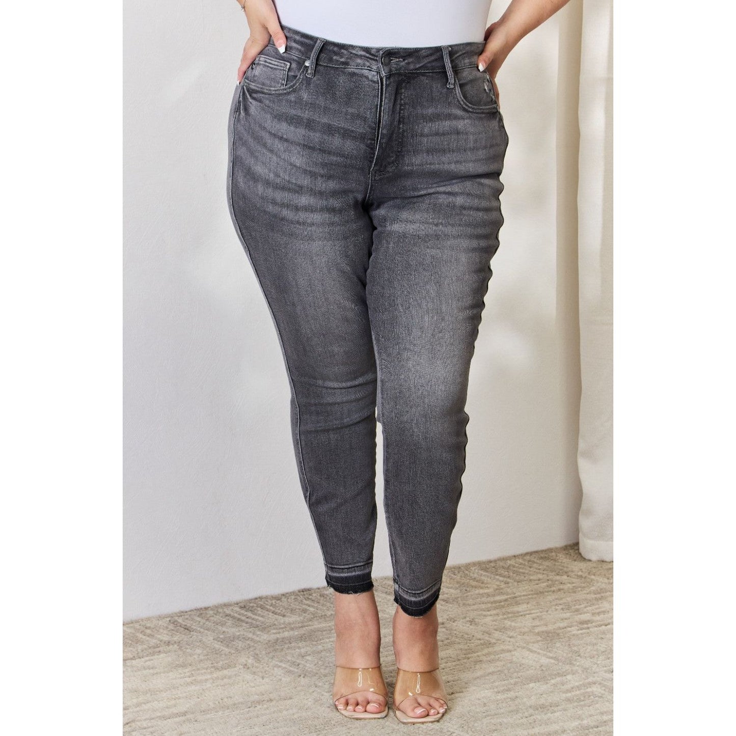 Judy Blue Full Size High Waist Tummy Control Release Hem Skinny Jeans