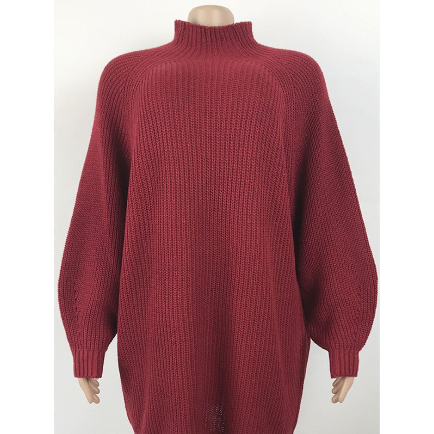 Mock Neck Dropped Shoulder Sweater Dress