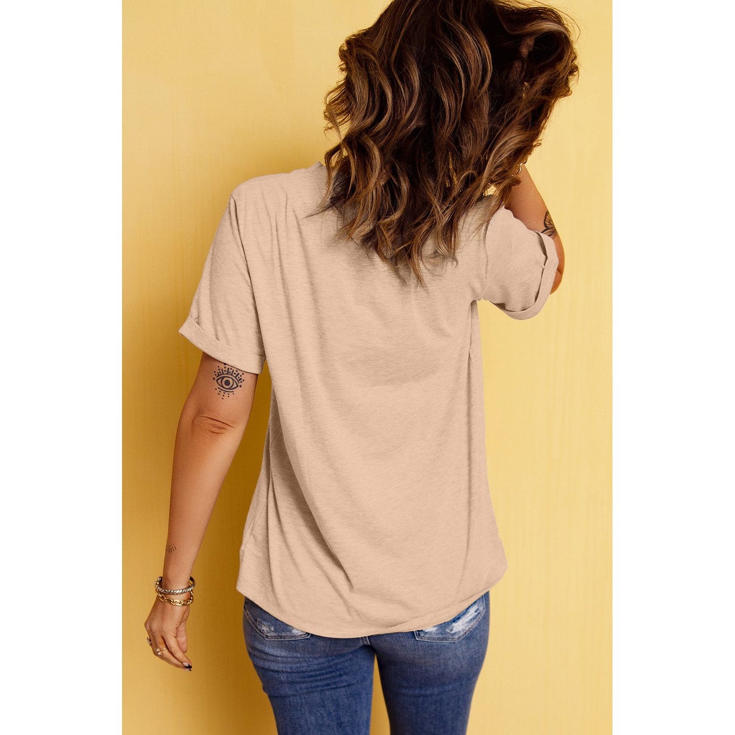 Bow Graphic Round Neck Short Sleeve T-Shirt