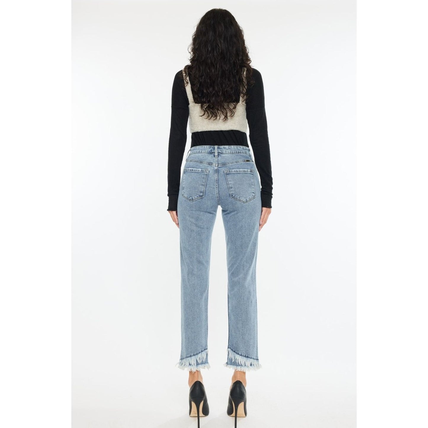 Kancan Raw Hem High Rise Straight Jeans