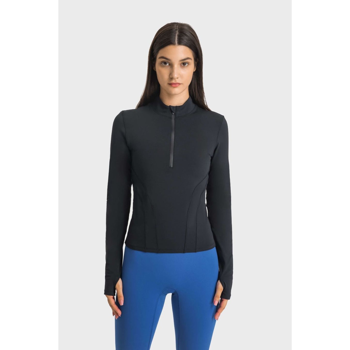 Half Zip Thumbhole Sleeve Sports Top