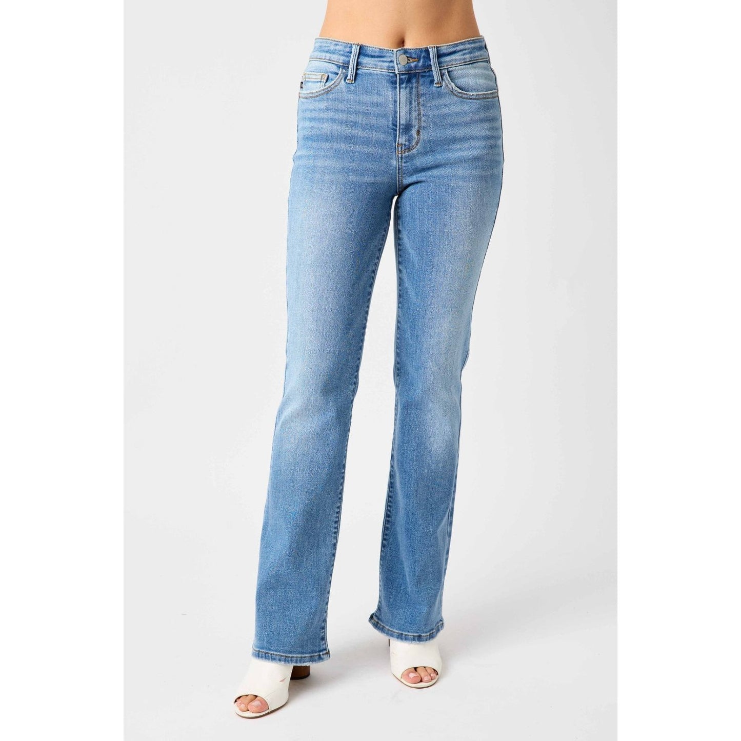 Judy Blue Full Size Mid-Rise Waist Straight Jeans