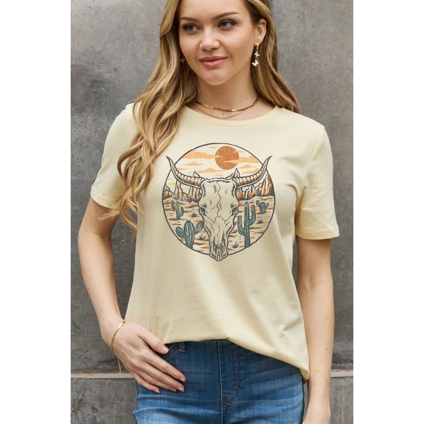 Simply Love Full Size Bull Cactus Graphic Cotton Tee