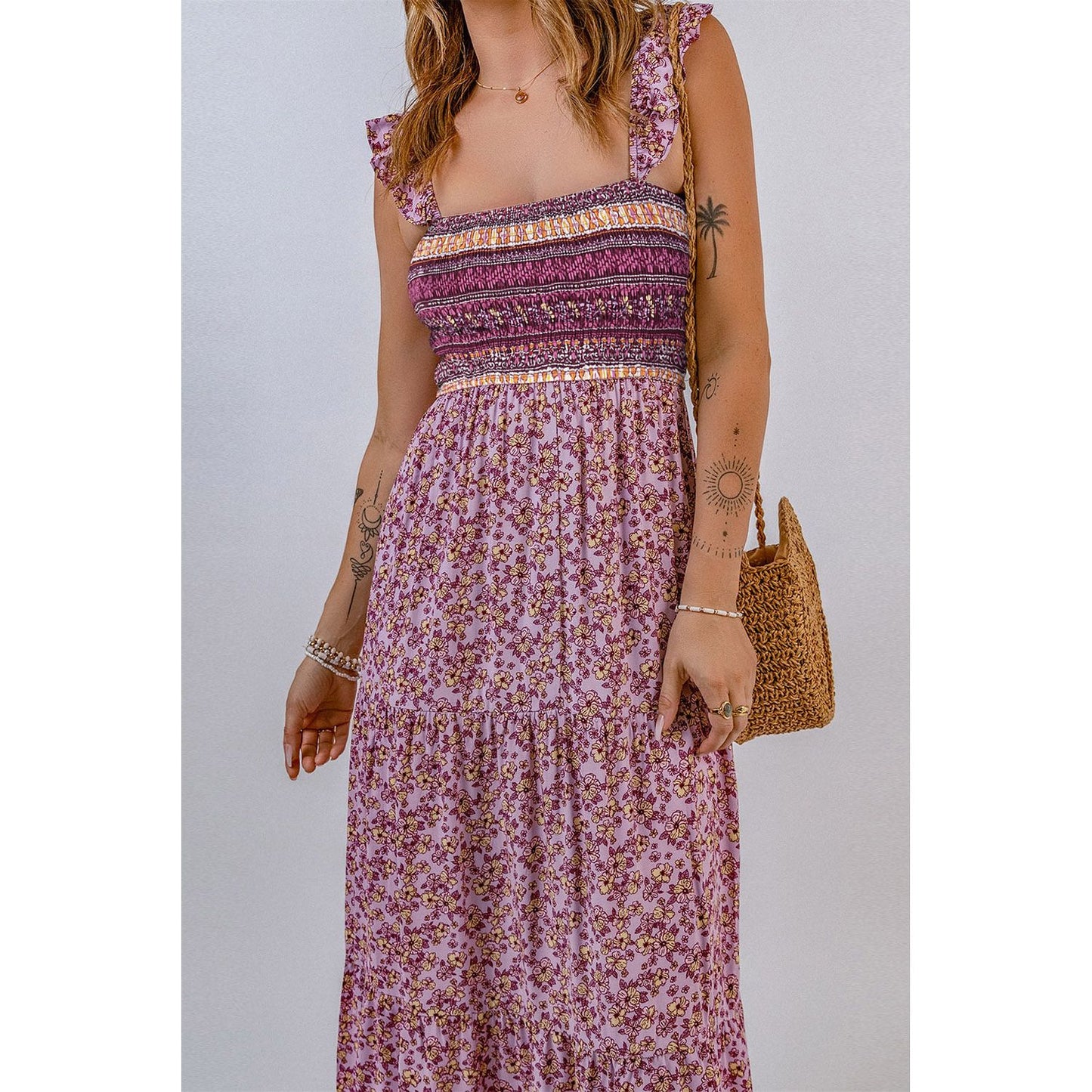 Floral Square Neck Maxi Dress