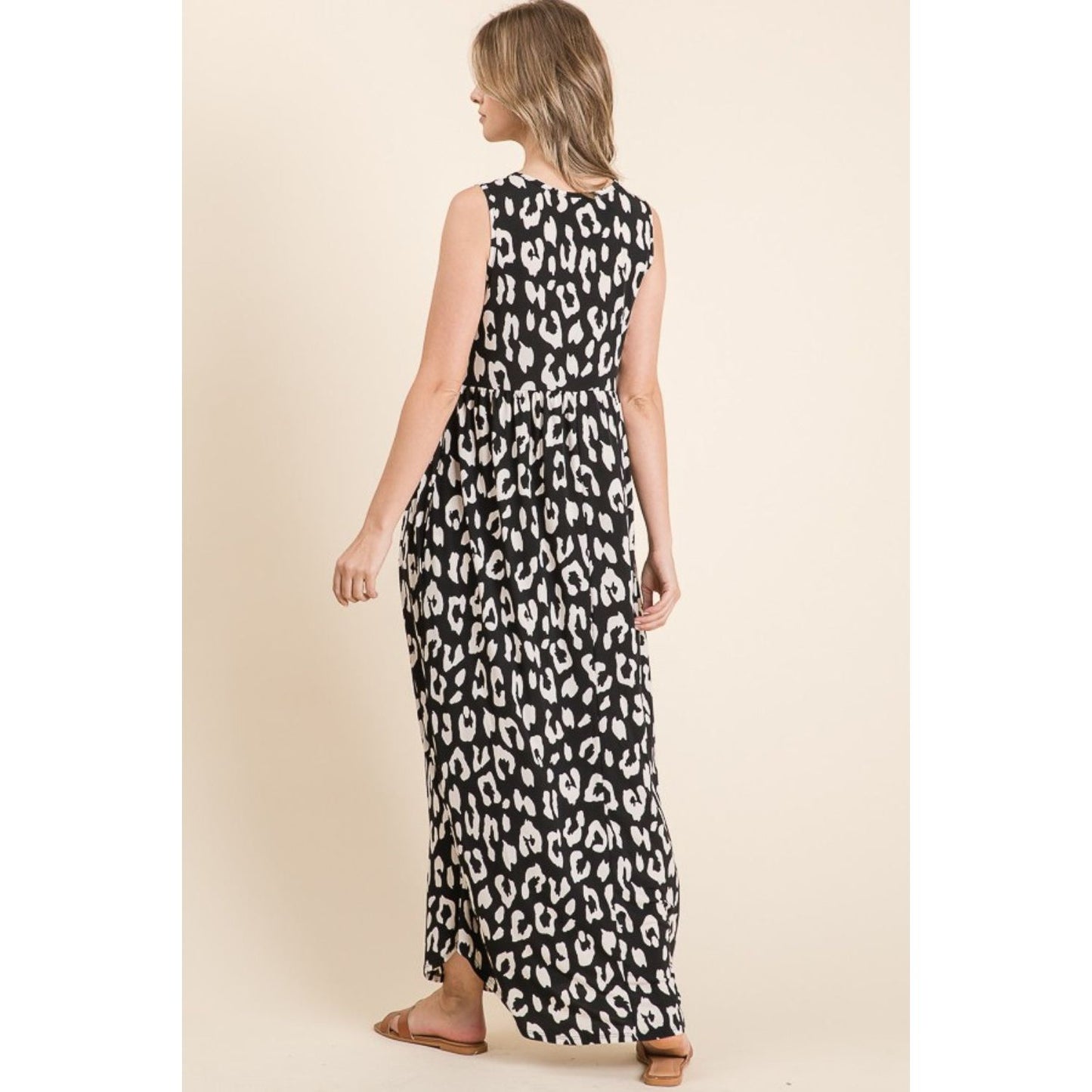 BOMBOM Leopard Maxi Dress with Pockets