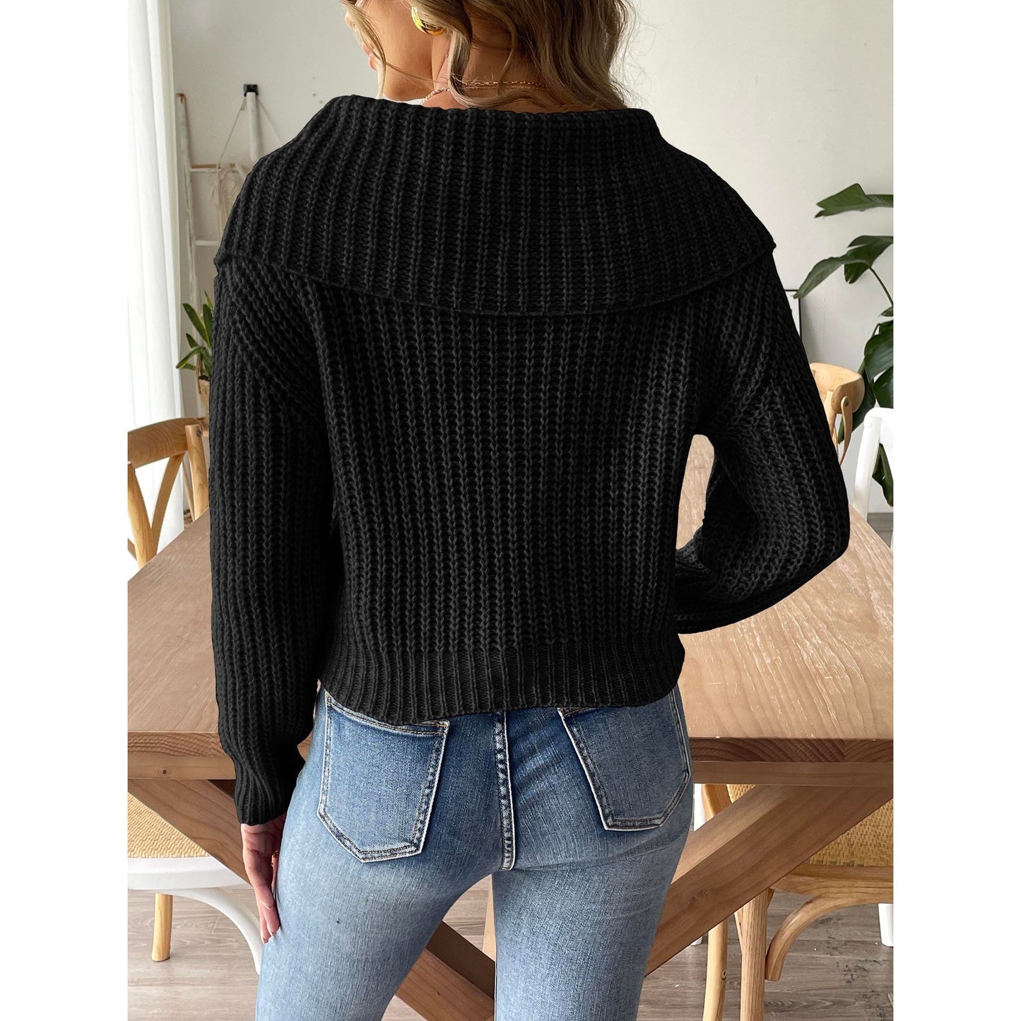 Cable-Knit Long Sleeve Sweater