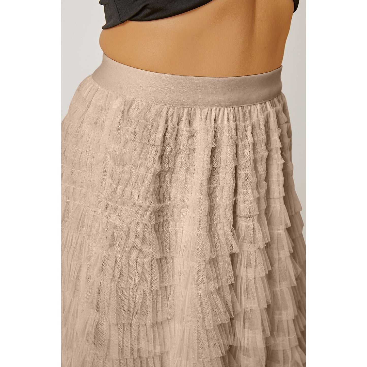 Ruched High Waist Tiered Skirt