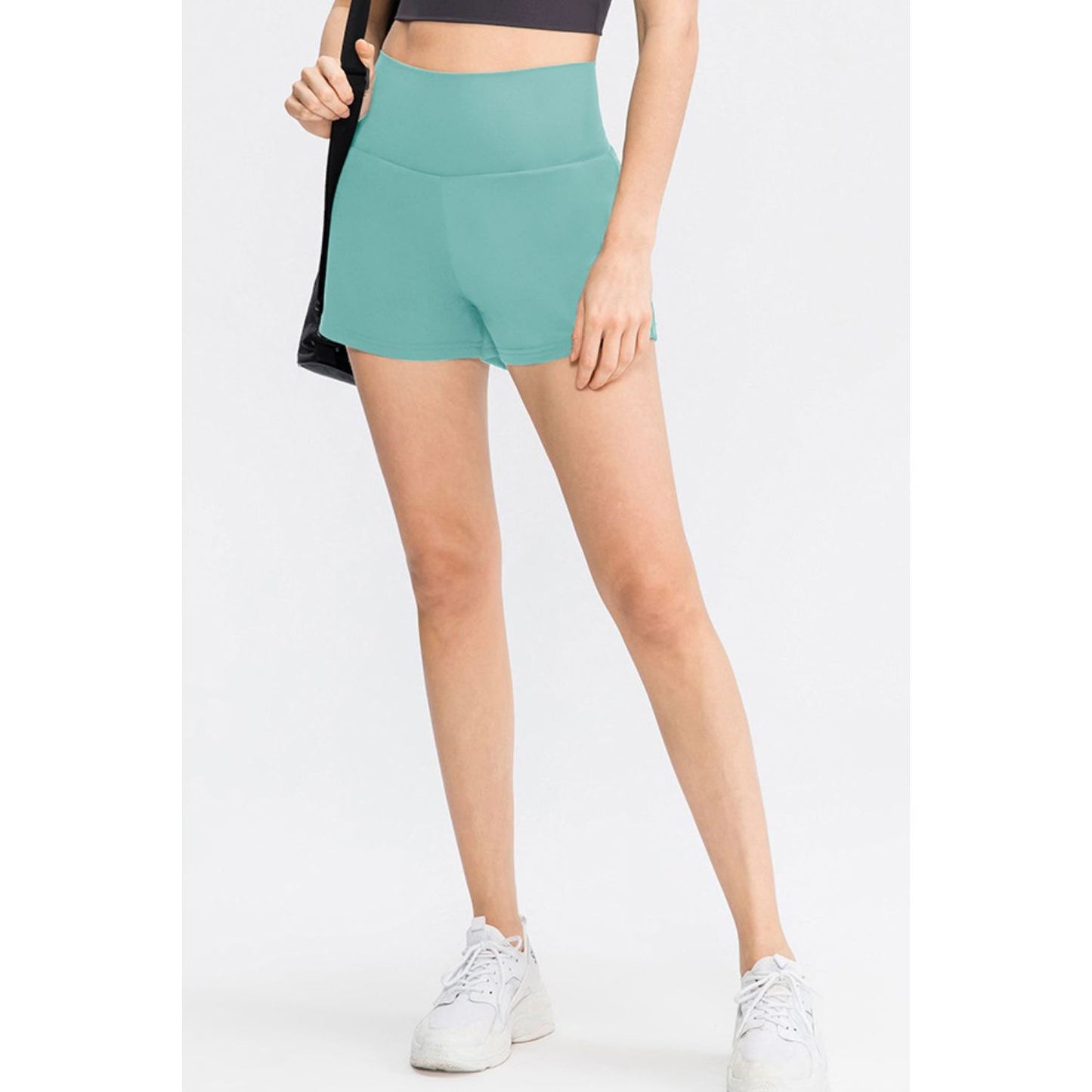 Wide Waistband Sports Shorts with Pockets