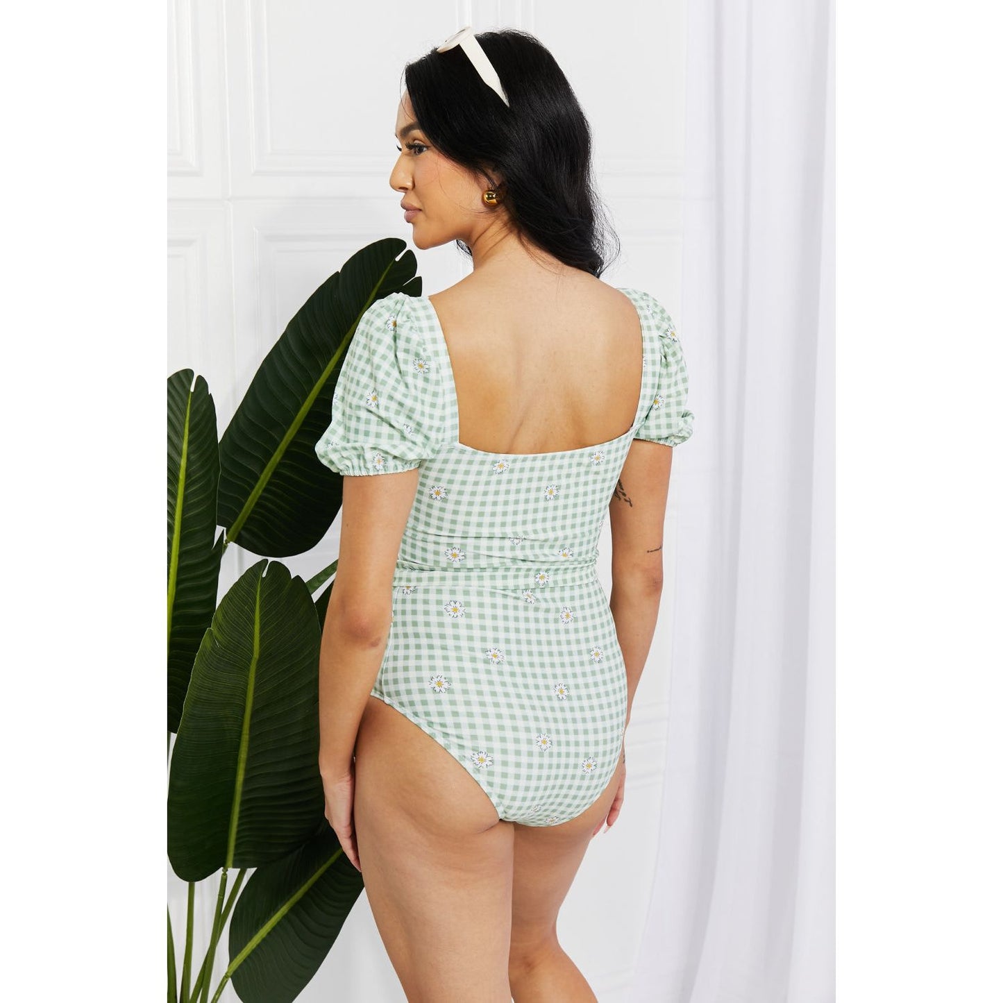 Marina West Swim Salty Air Puff Sleeve One-Piece in Sage