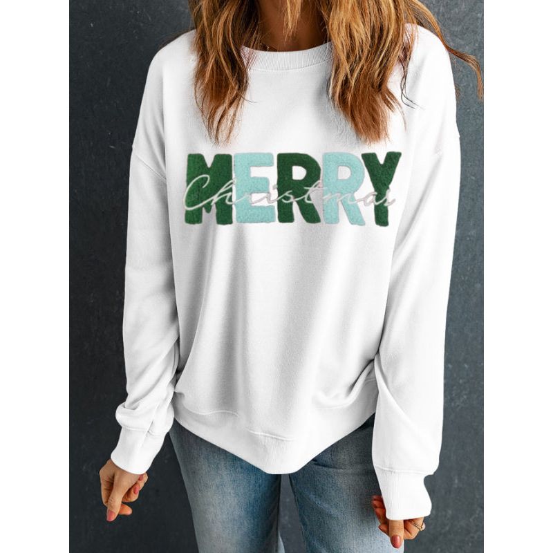 MERRY CHRISTMAS Contrast Long Sleeve Sweatshirt