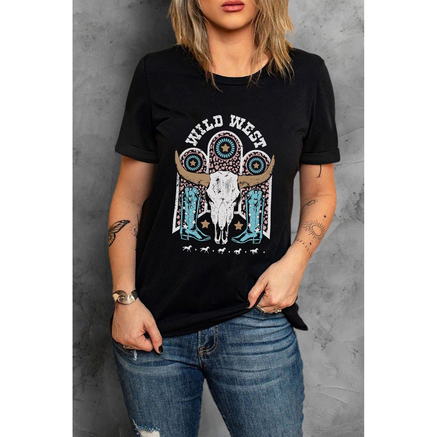 WILD WEST Graphic Short Sleeve Tee Shirt