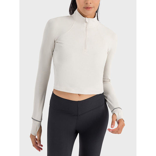 Mock Neck Half Zip Long Sleeve Sport Top