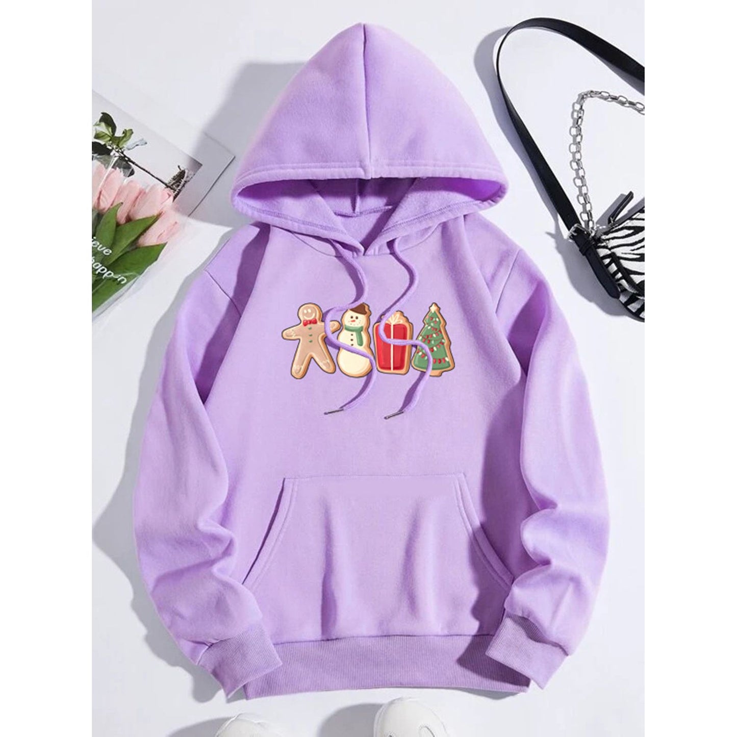 Graphic Drawstring Hoodie with Pocket