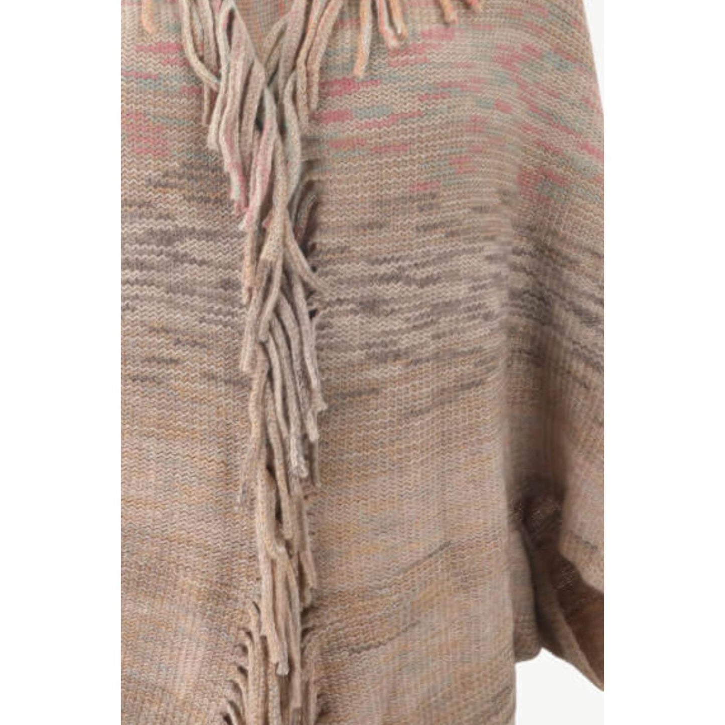 Multicolored Fringe Trim Poncho