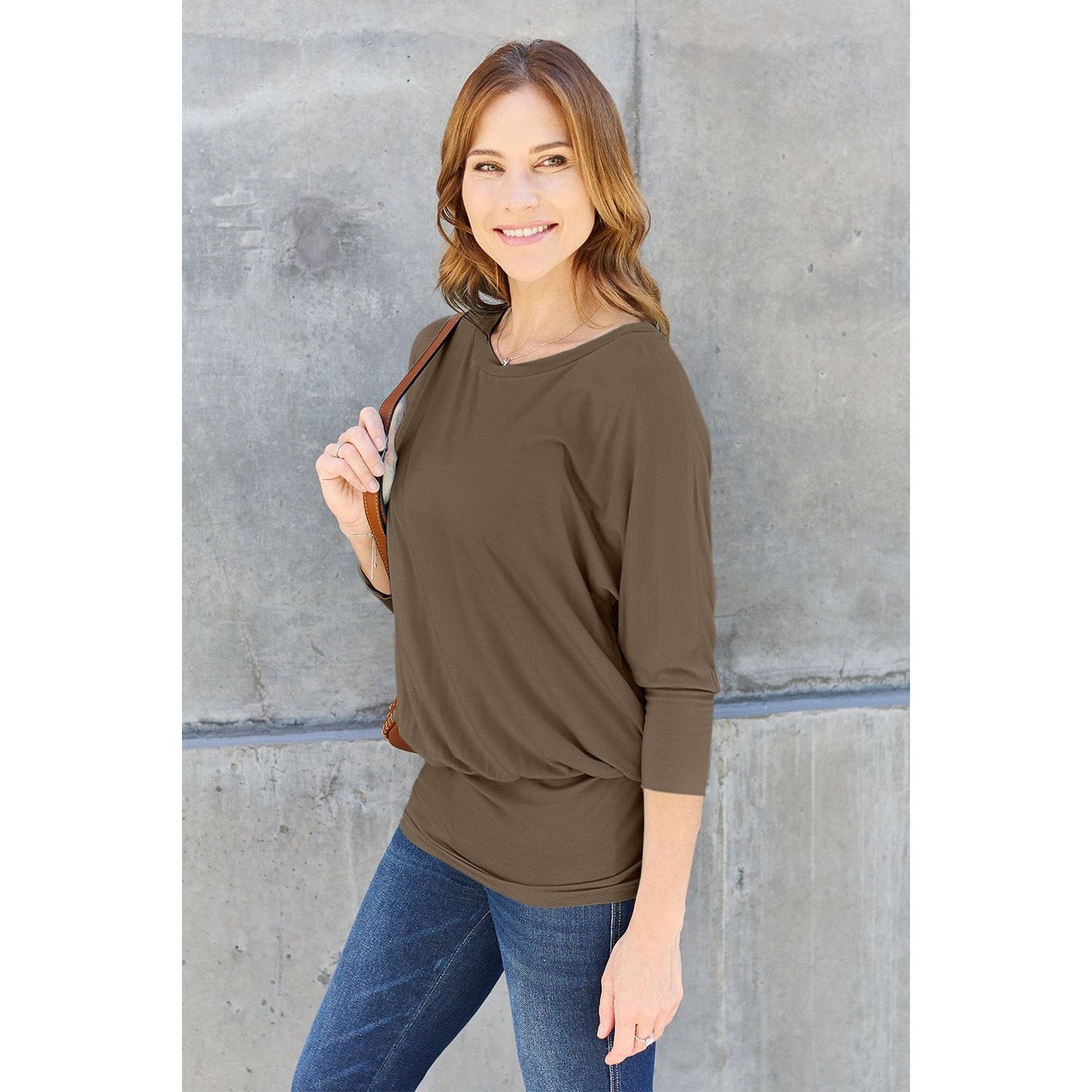 Basic Bae Full Size Round Neck Batwing Sleeve Top