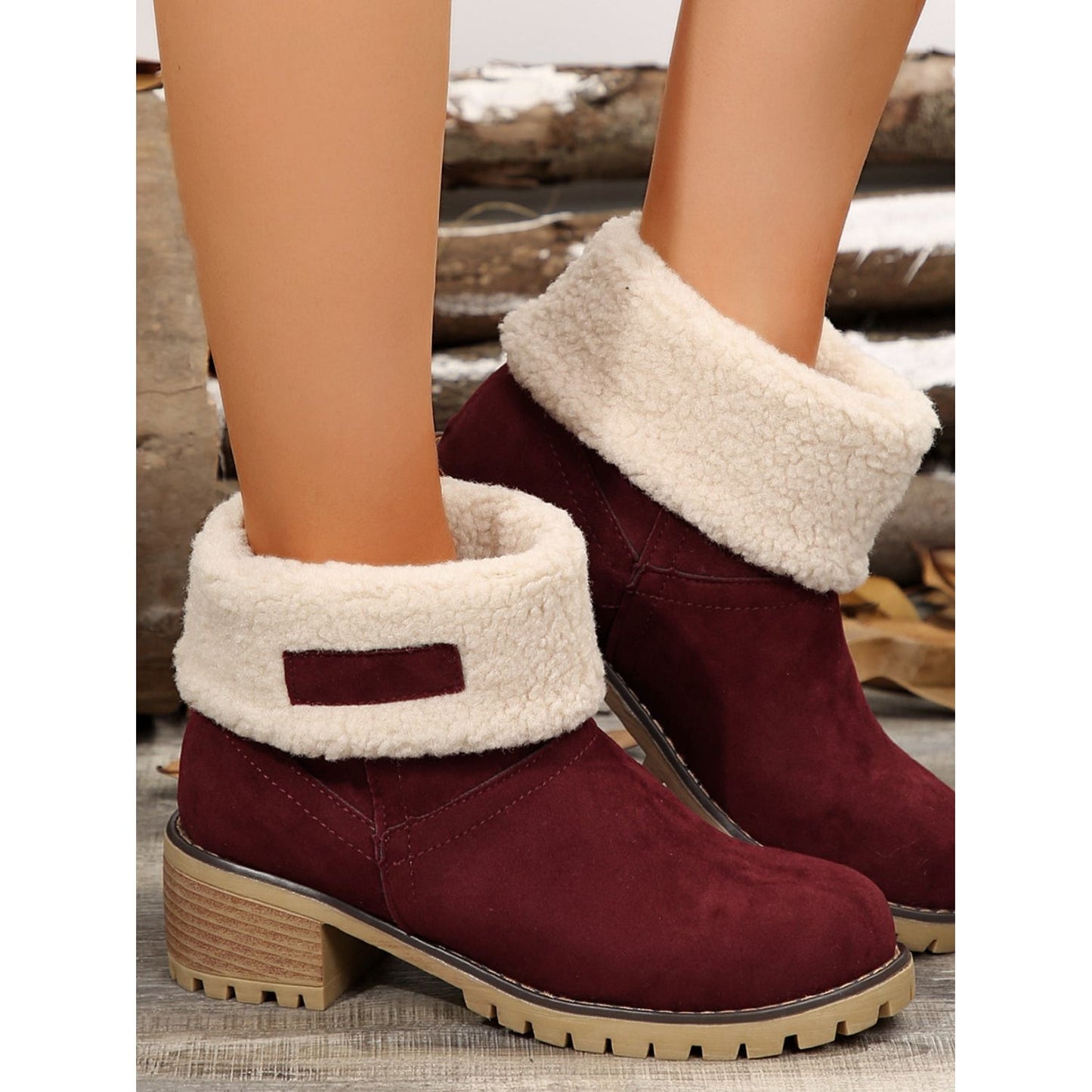 Thermal Fuzzy Block Heel Boots