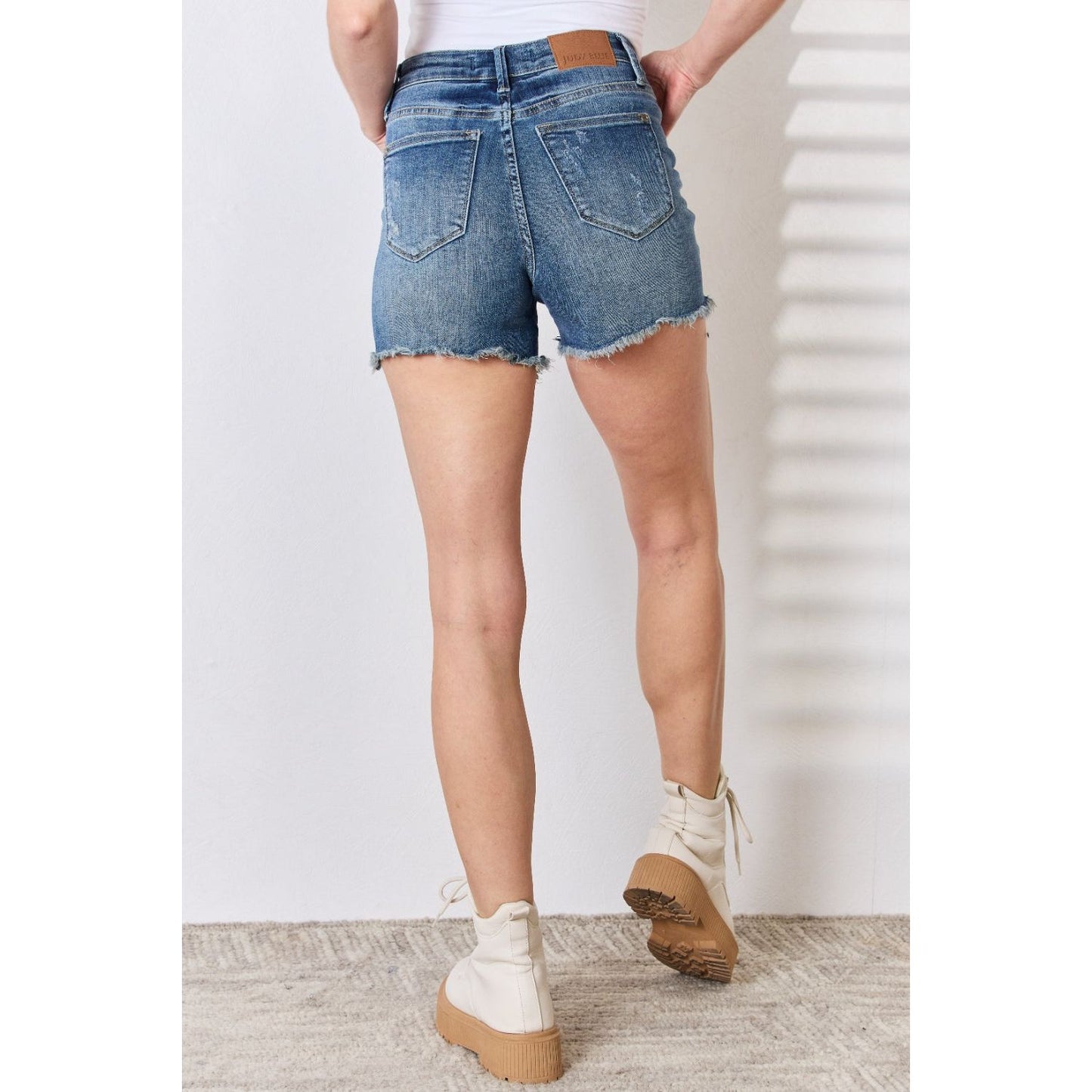 Judy Blue Full Size Tummy Control Fray Hem Shorts