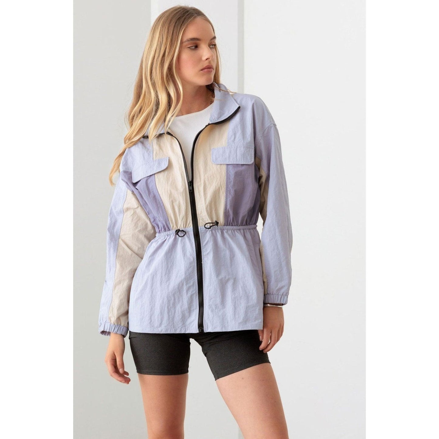 Le Lis Color Block Collared Wind Breaker Jacket