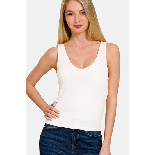 Zenana Double Layer V Neck Tank