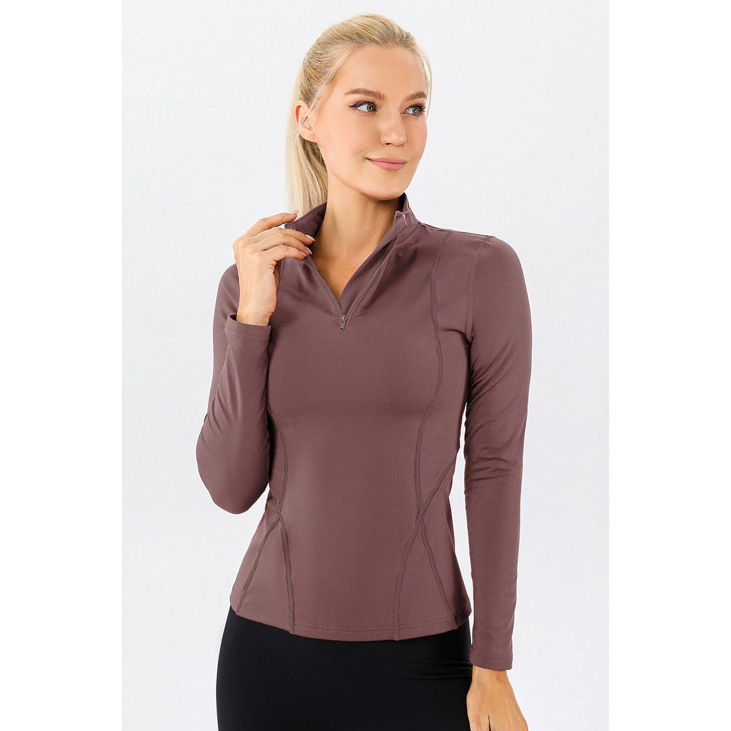 Mock Neck Quarter Zip Active T-Shirt