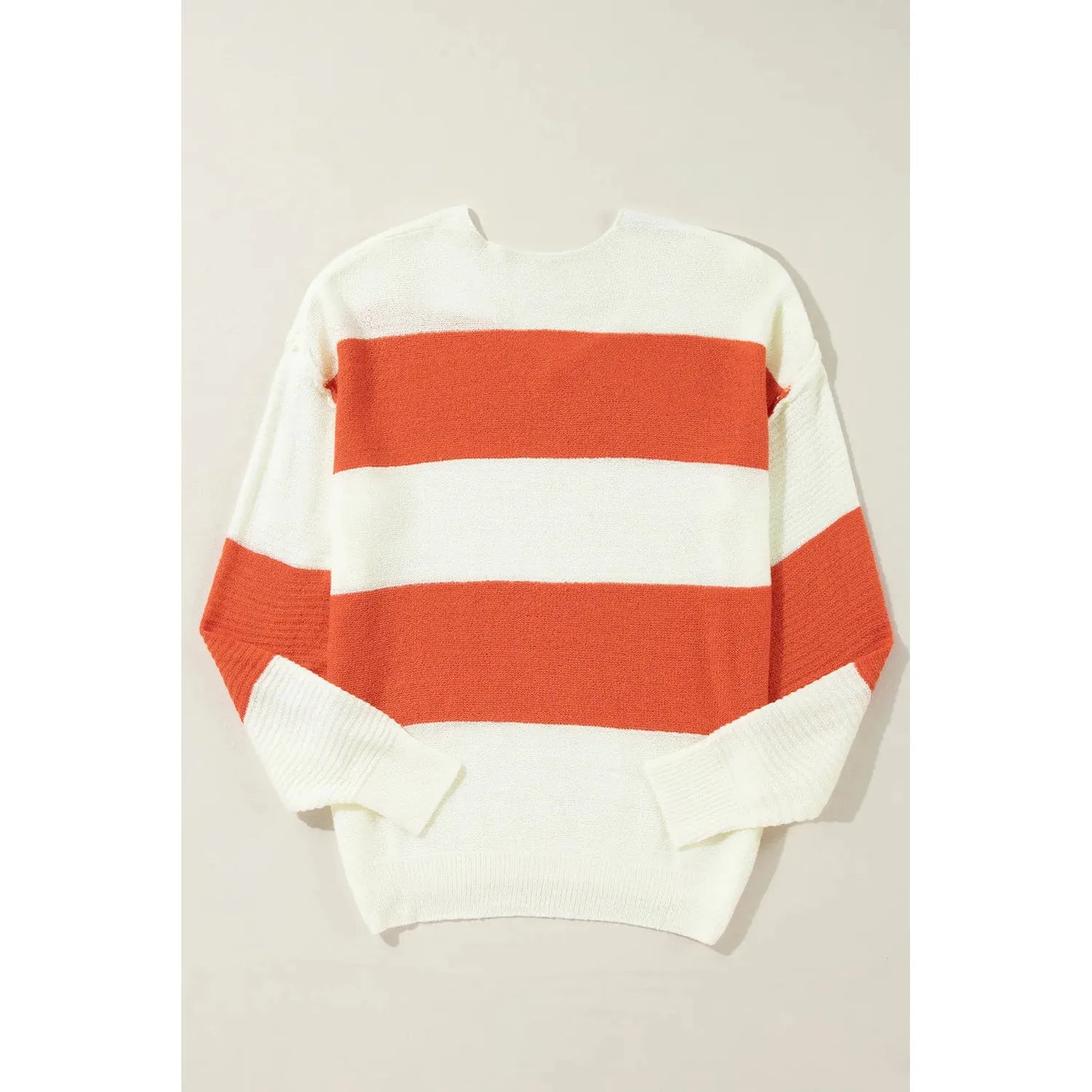 Color Block Dropped Shoulder V-Neck Sweater