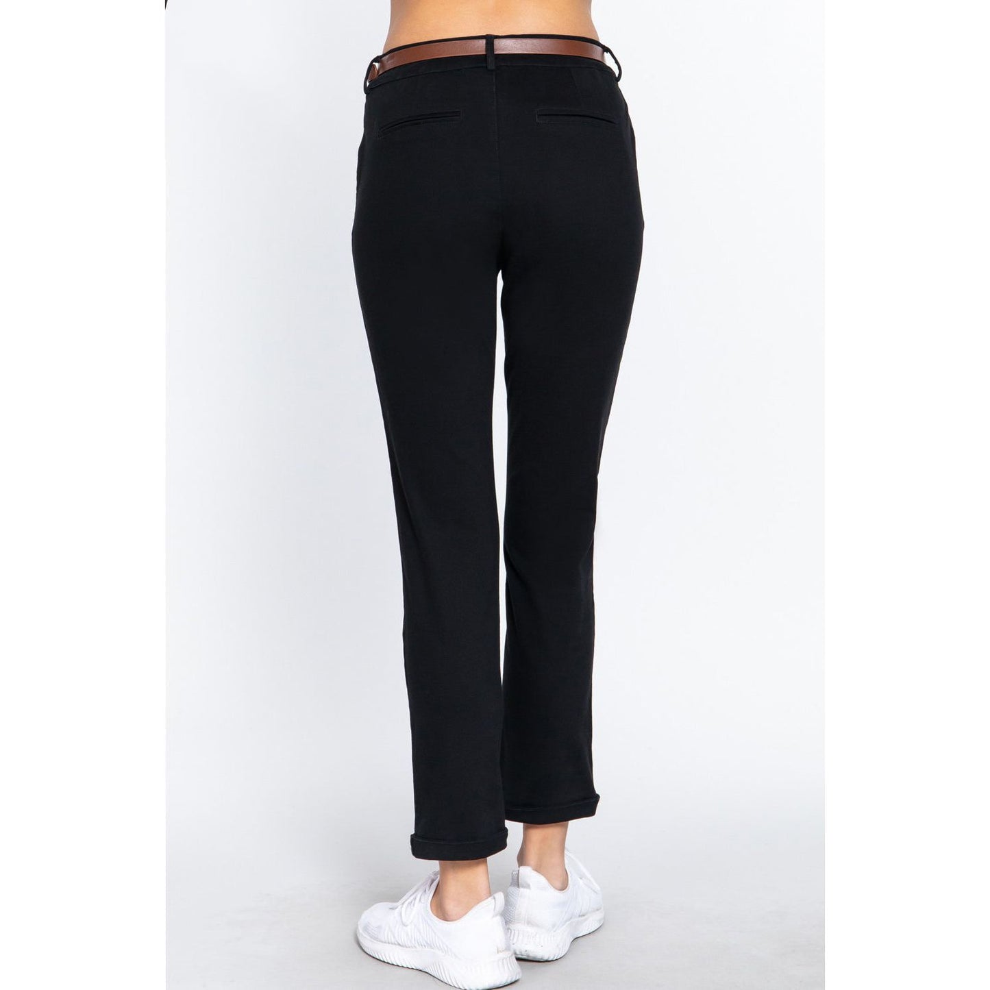 ACTIVE BASIC Cotton-Span Twill Straight Pants