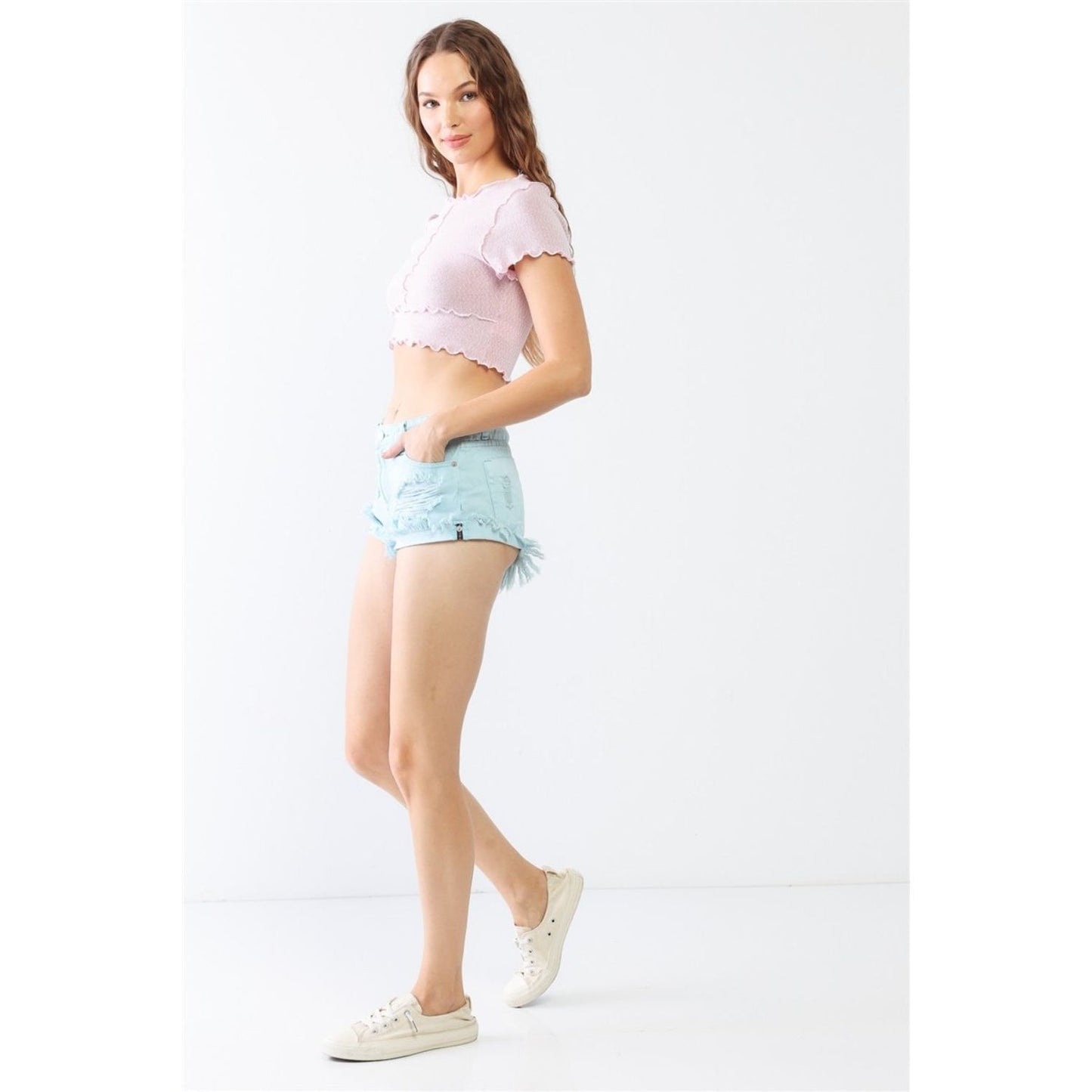 LITZ LA Distressed Ripped Denim Shorts