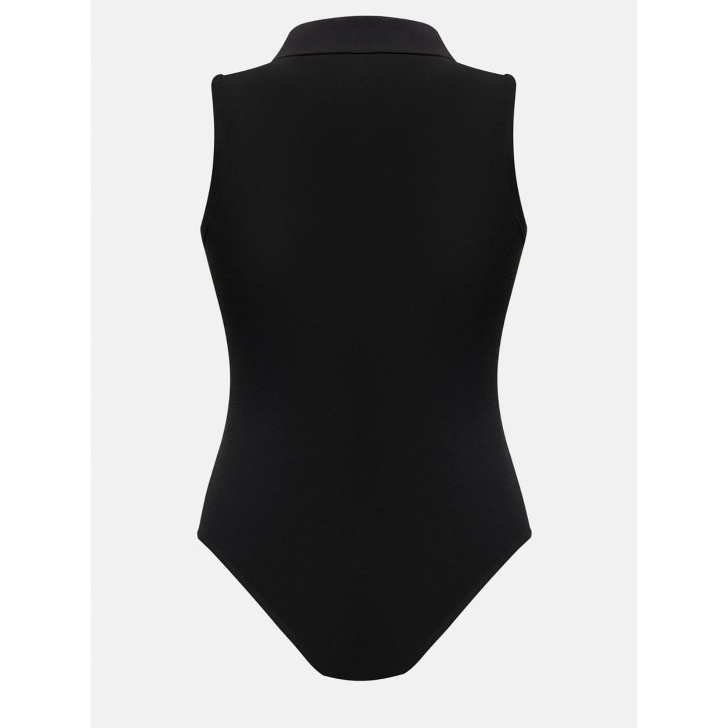 Quarter Zip Collared Neck Sleeveless Bodysuit