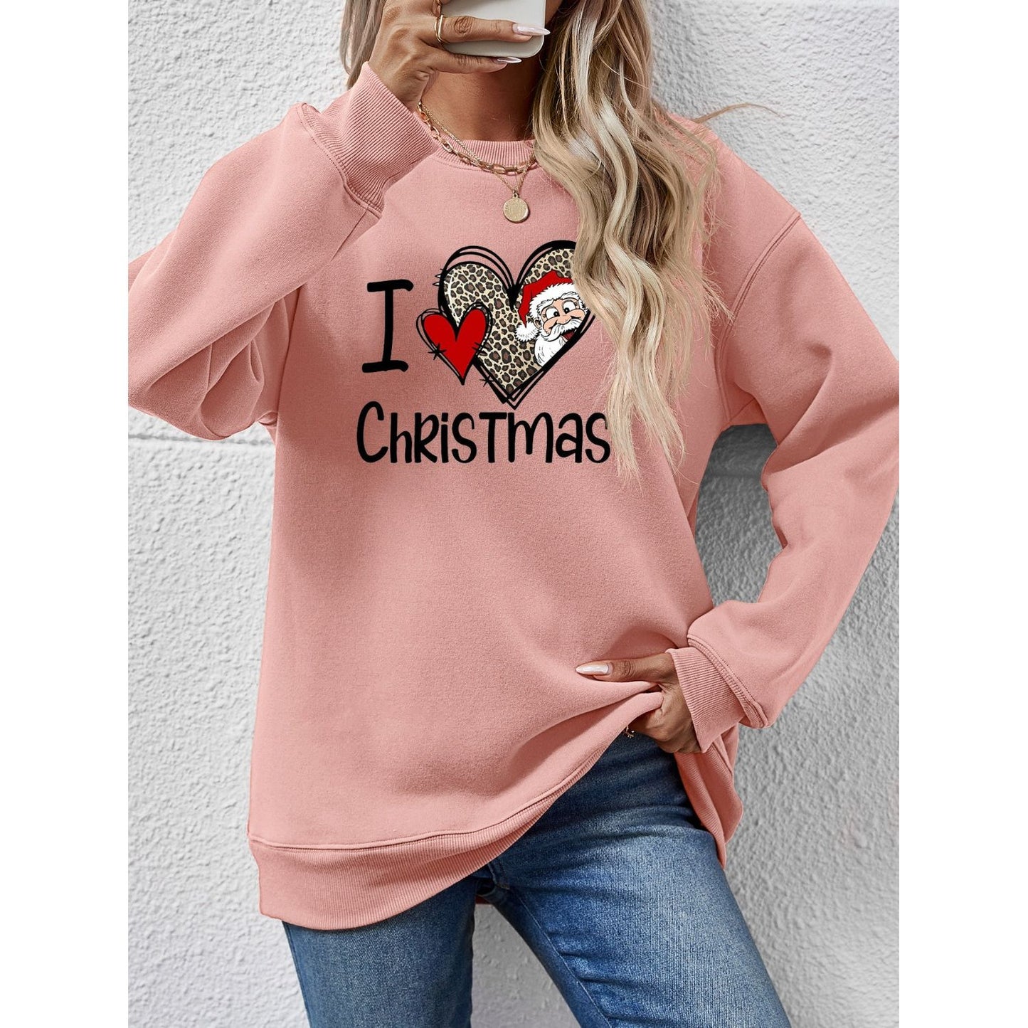 CHRISTMAS Graphic Round Neck Sweatshirt