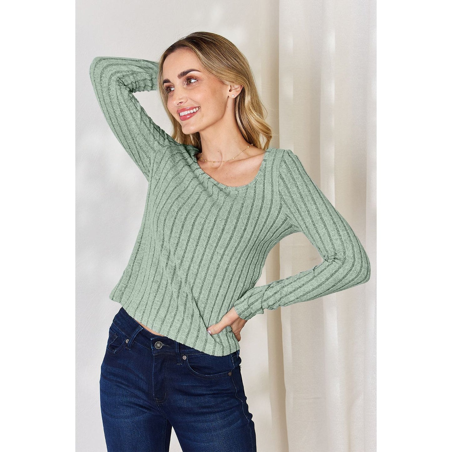 Basic Bae Full Size Ribbed Long Sleeve T-Shirt