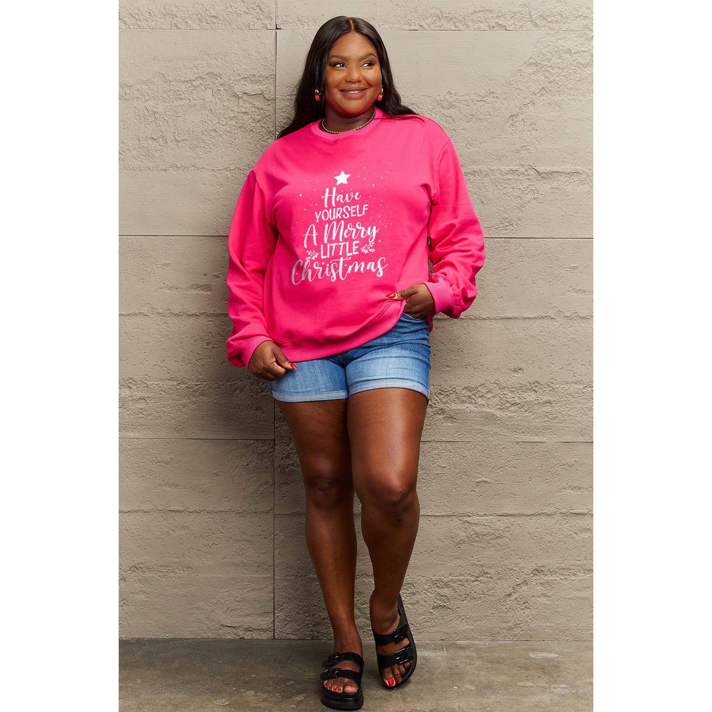 Simply Love Full Size HAVE YOURSELF A MERRY LITTLE CHRISTMAS Round Neck Sweatshirt