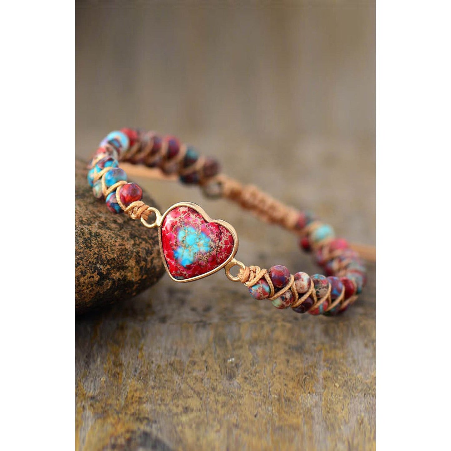 Handmade Heart Shape Natural Stone Bracelet