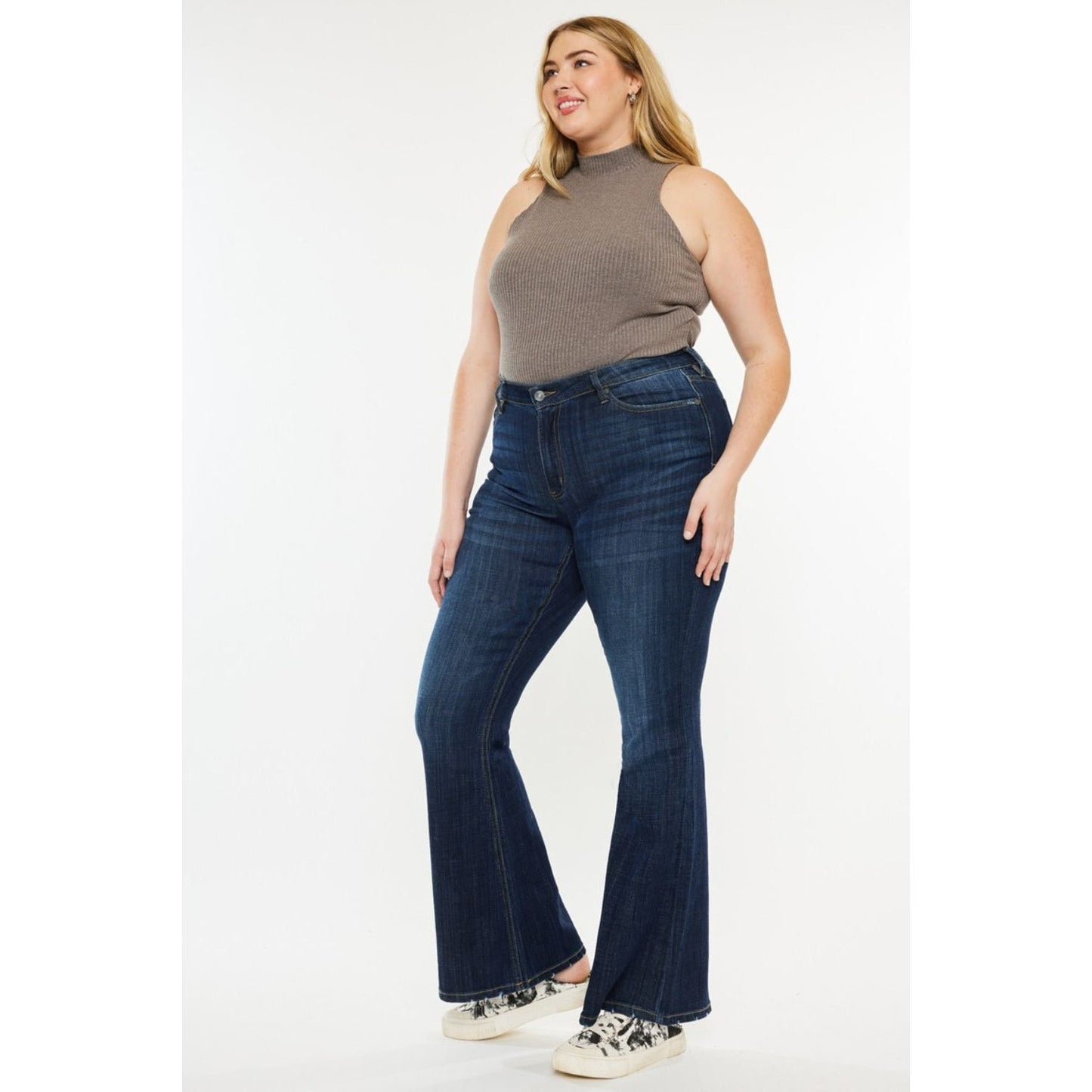 Kancan Full Size Mid Rise Flare Jeans