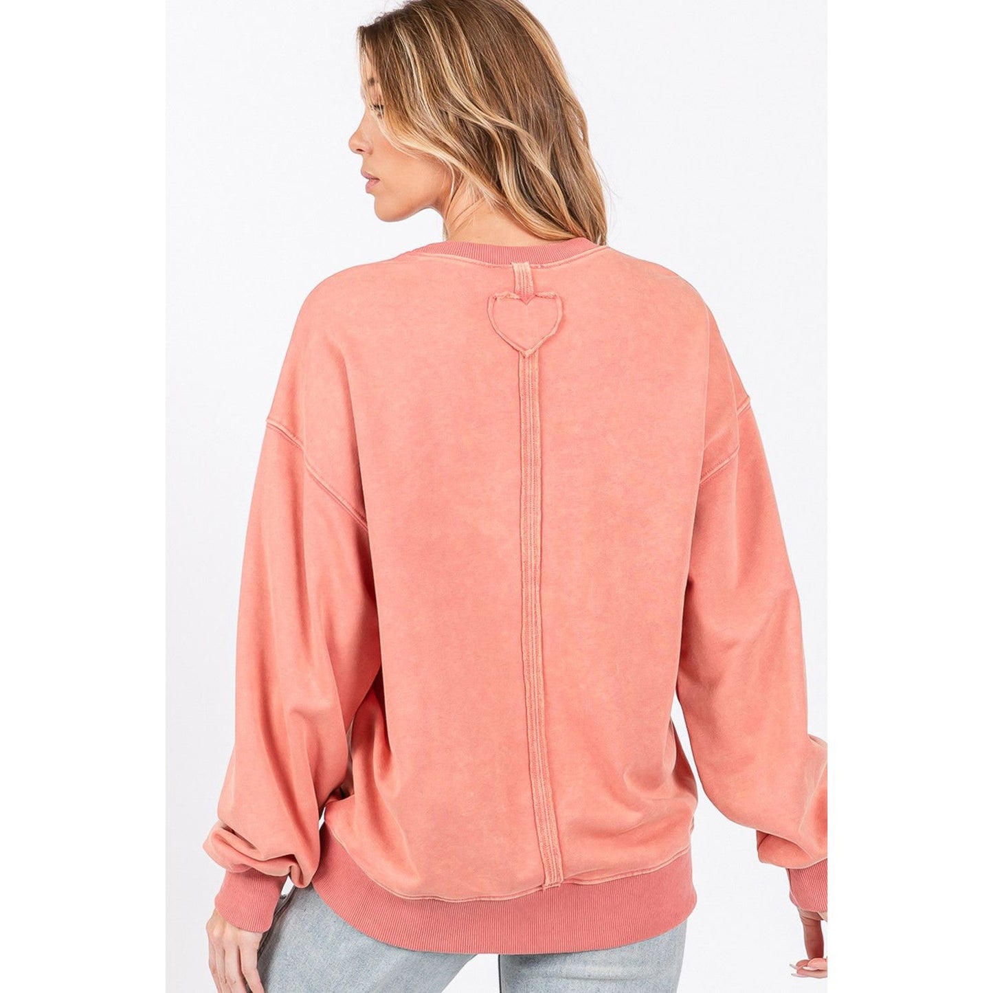 SAGE + FIG LOVE Path Applique Drop Shoulder Sweatshirt