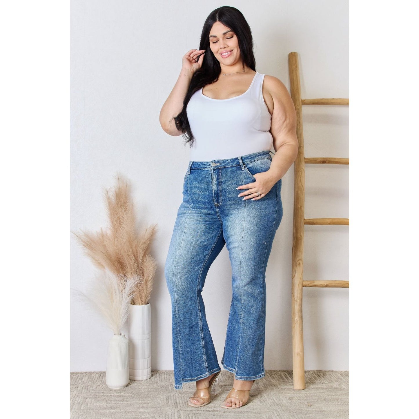 RISEN Full Size High Rise Ankle Flare Jeans