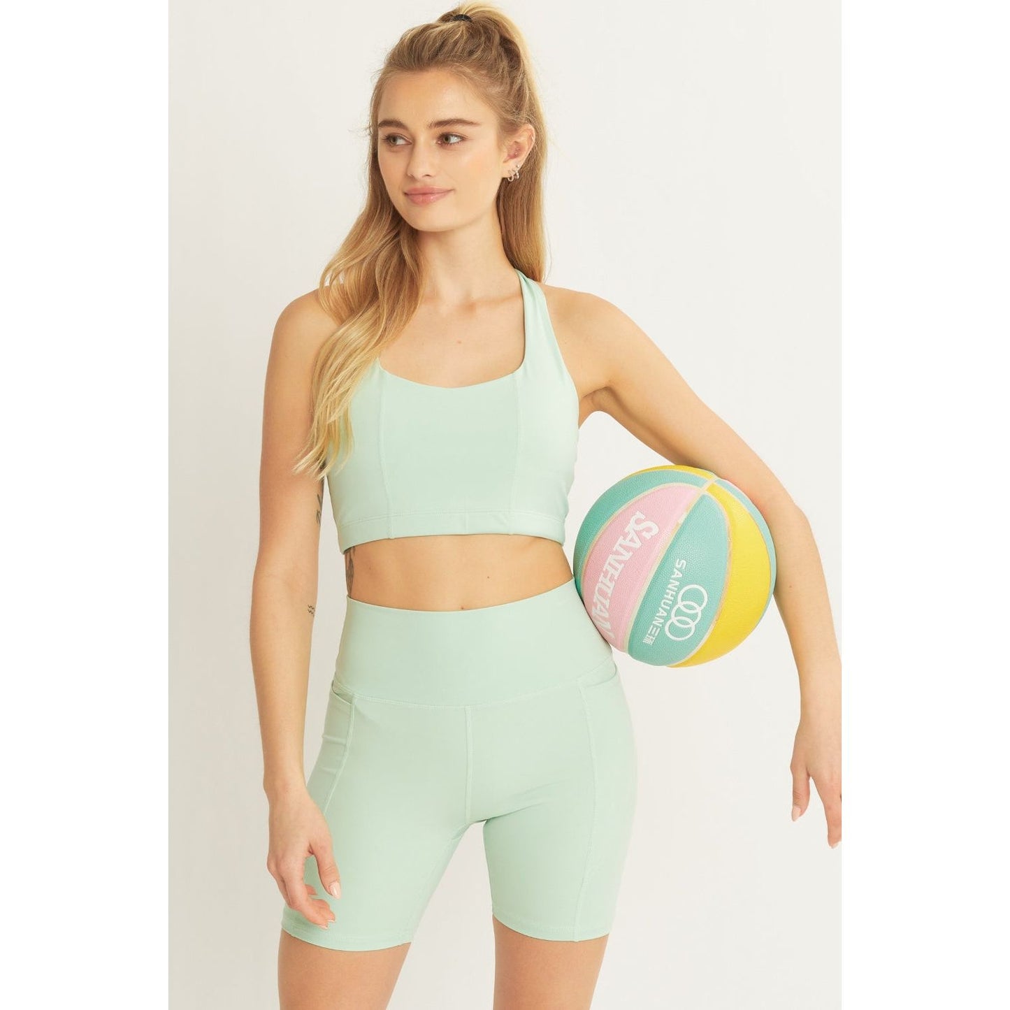 Love Tree High Waist Seam Detail Active Shorts